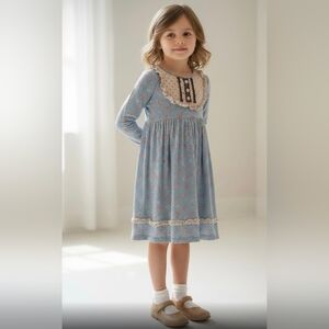 Matilda Jane Blue Floral Dress with Lace Detail